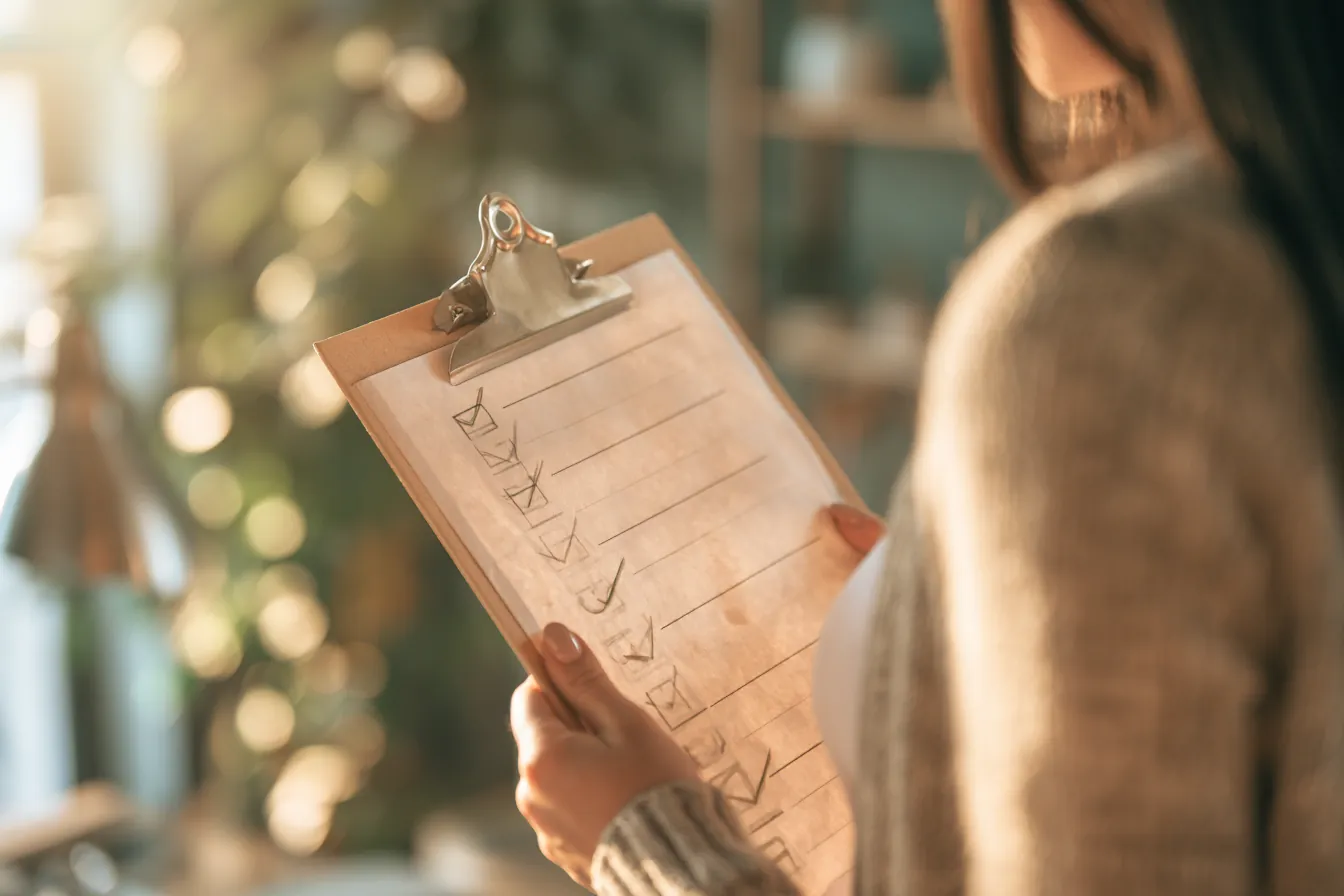 Advisor holding a clipboard checklist of personal loan eligibility requirements