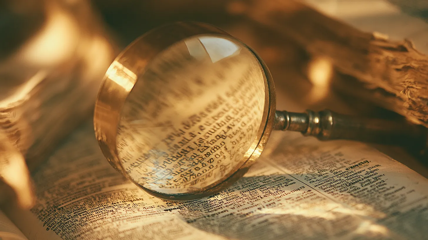 Magnifying glass over a dictionary page of personal loan terms
