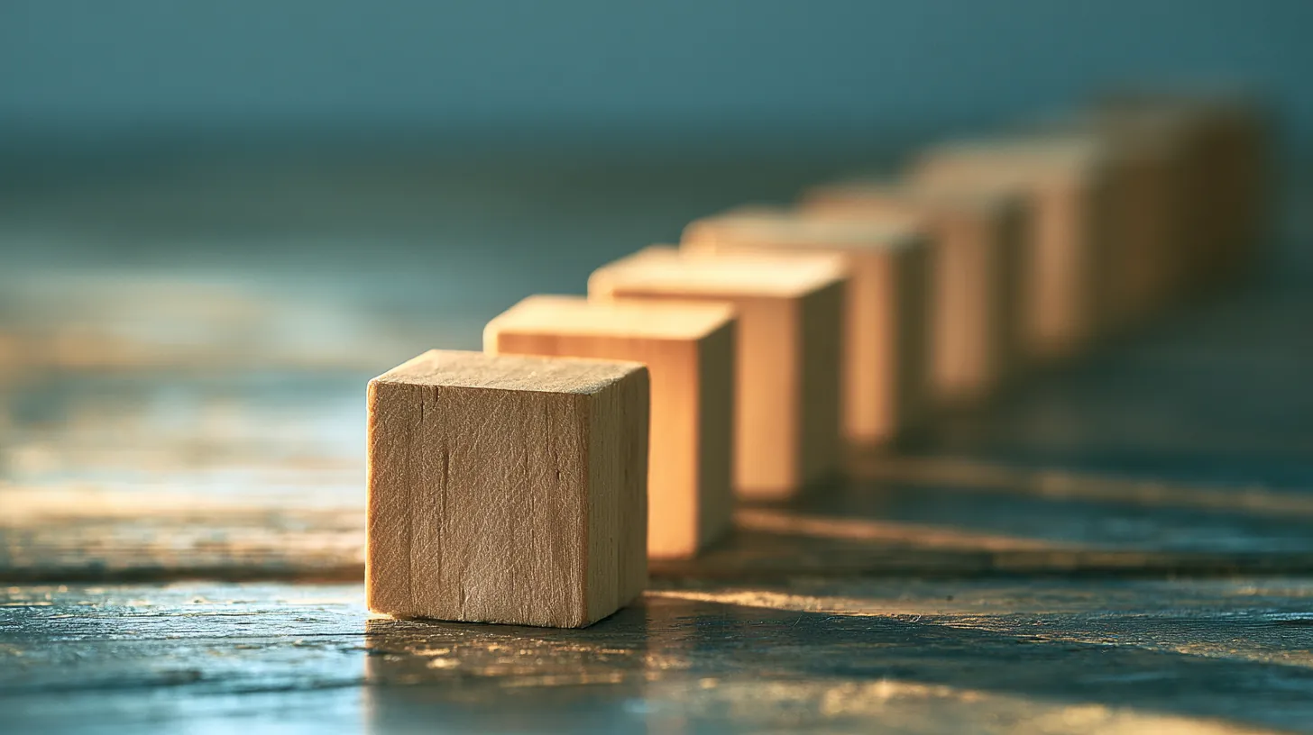 Descending steps of wooden blocks illustrating personal loan rate factors