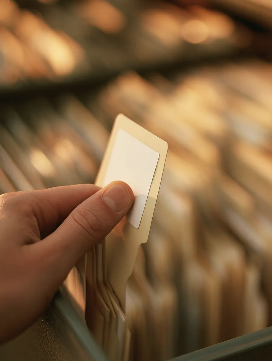 Folder being pulled from a filing cabinet while organizing personal loan paperwork