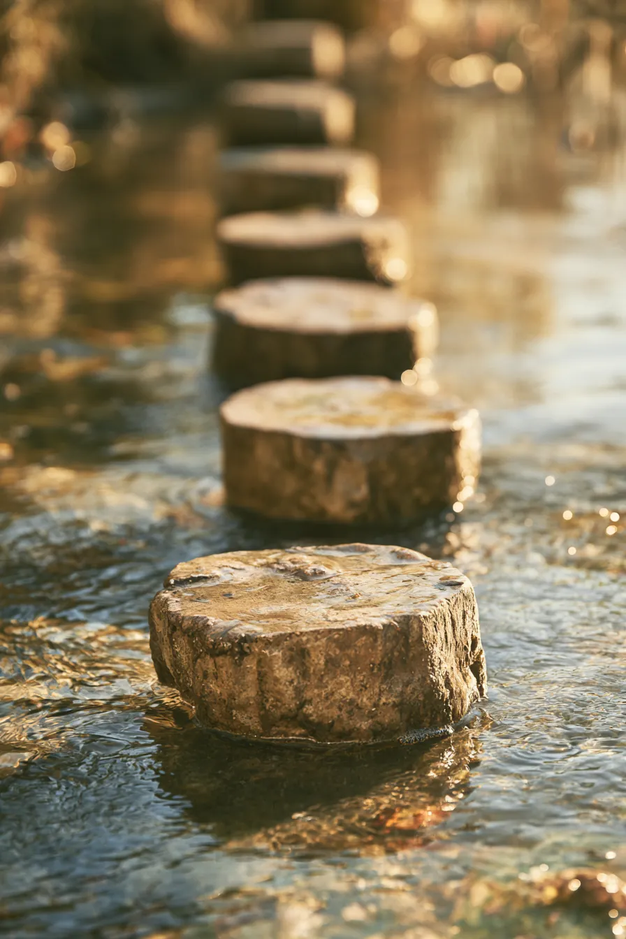 Stepping stones crossing a creek one at a time, like installment loan payments